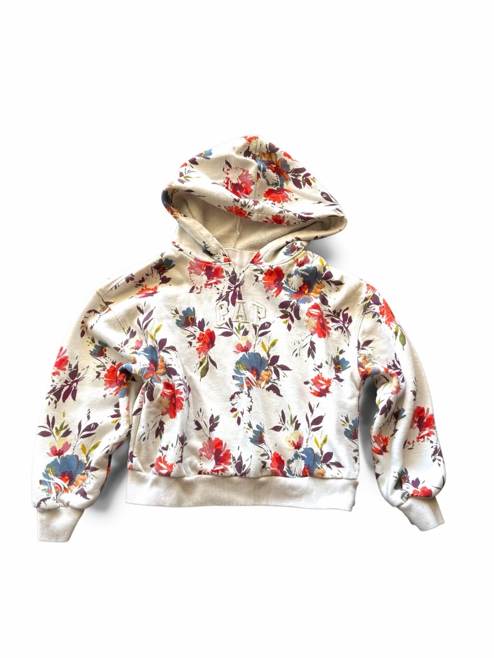 GAP Kids Arched Logo Floral Hoodie Youth M(8)